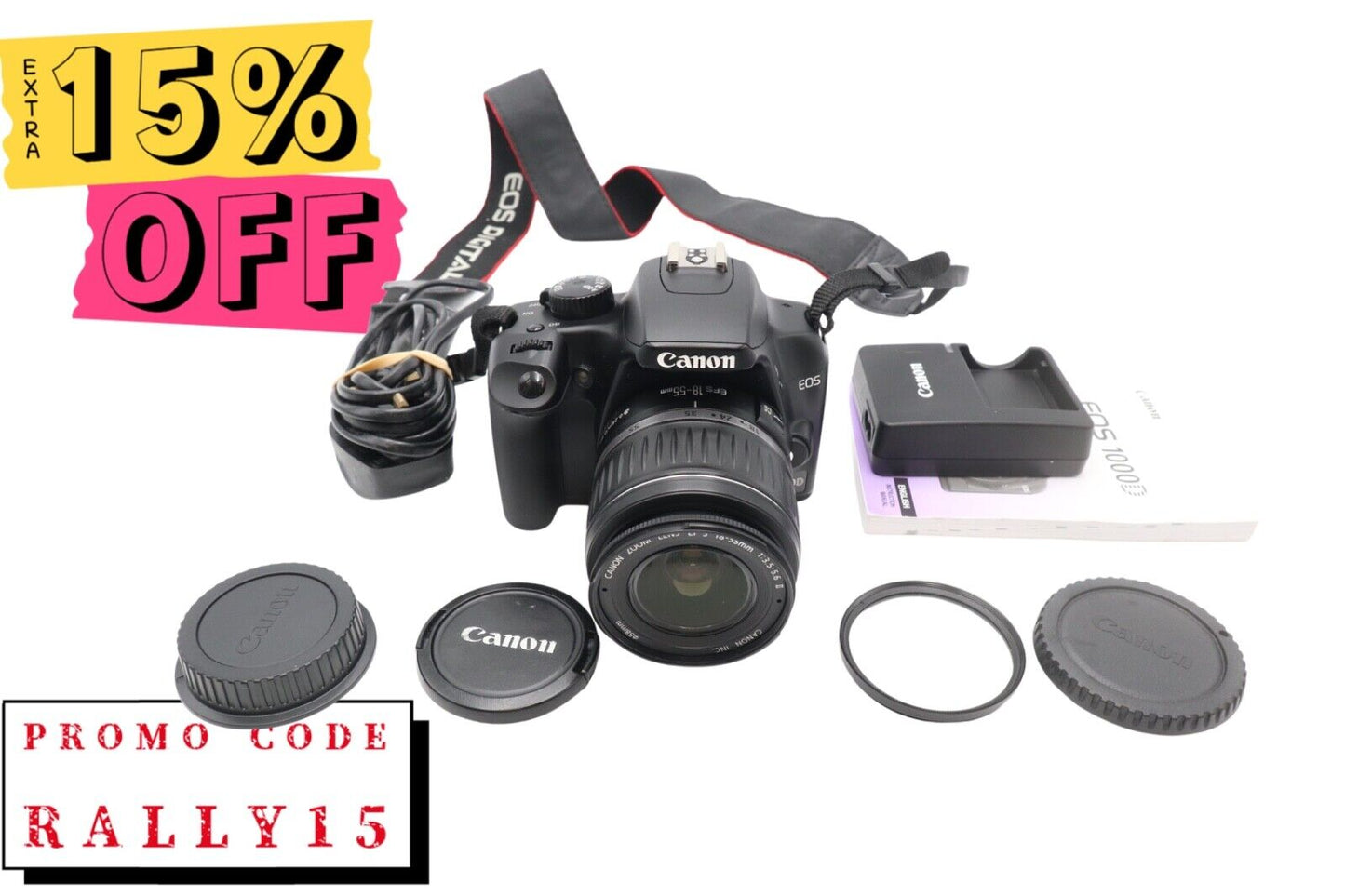 Canon EOS 1000D Camera DSLR 10.1MP with 18-55mm, Shutter Count 1015, Good Cond.