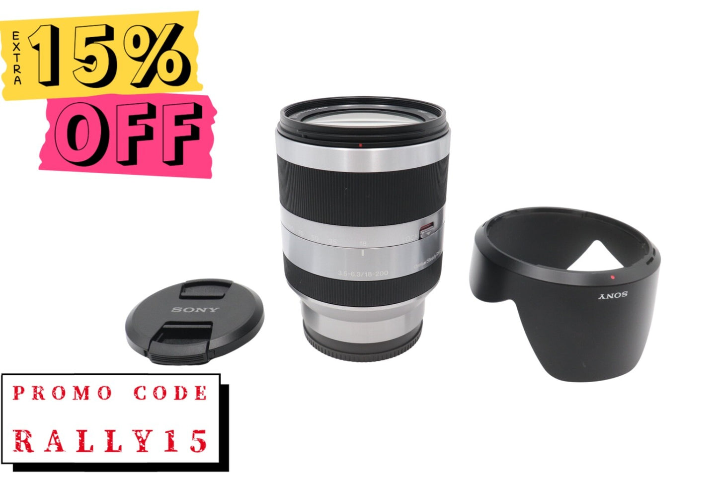 Sony 18-200mm All-Around Lens F/3.5-6.3 OSS SEL18200 for Sony E-Mount, V.G. Cond