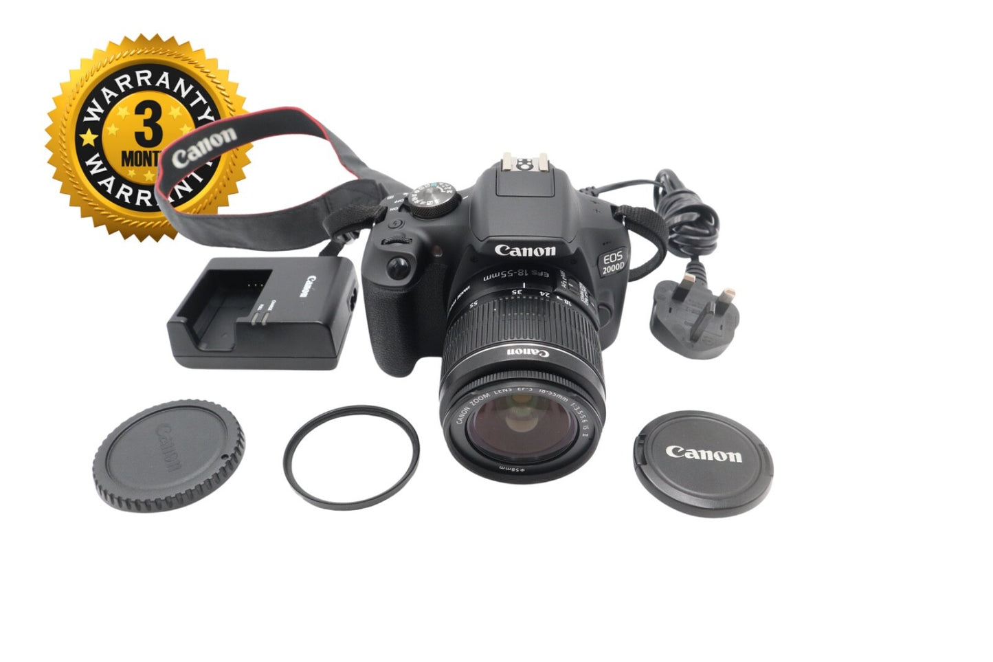 Canon 2000D DSLR Camera 24.1MP with 18-55mm, Shutter Count 10225, V. Good Cond.