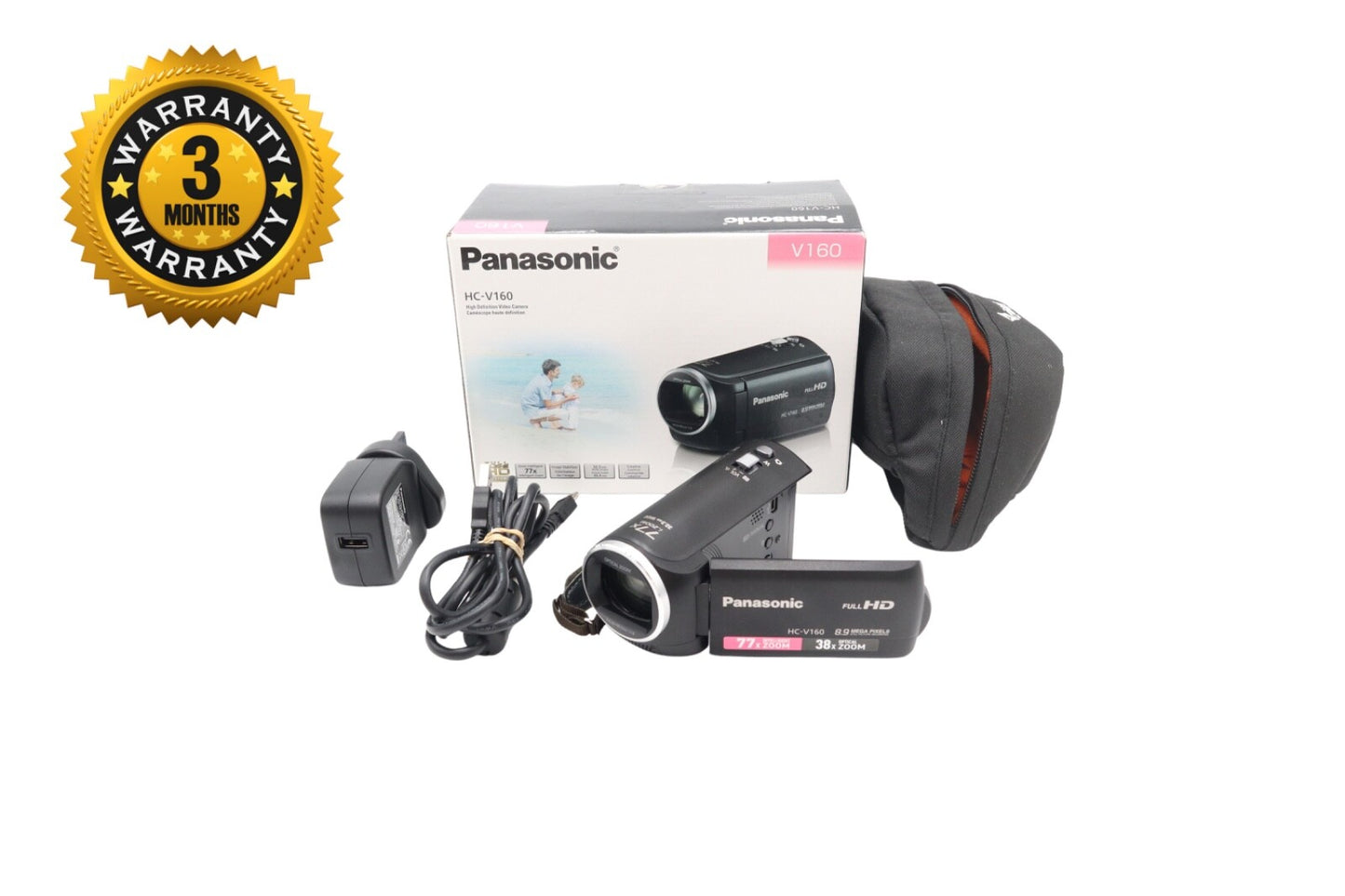 Panasonic HC-V160 Camcorder 8.9MP, 77xZoom, FULL HD, Stabilised, Very Good Cond.