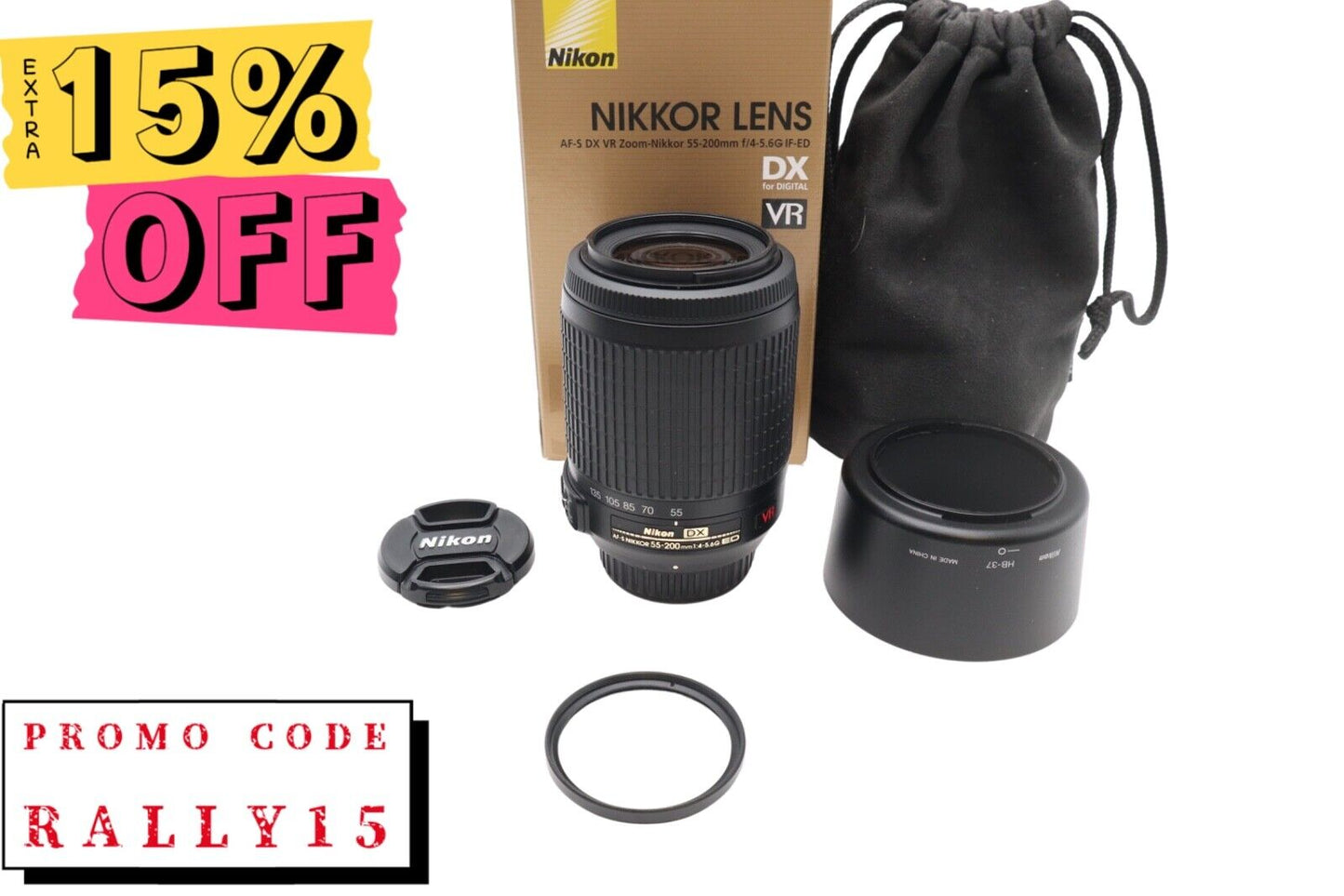 Nikon Nikkor 55-200mm Lens F/4-5.6 AF-S DX VR ED Stabilised, Excellent REFURBISH