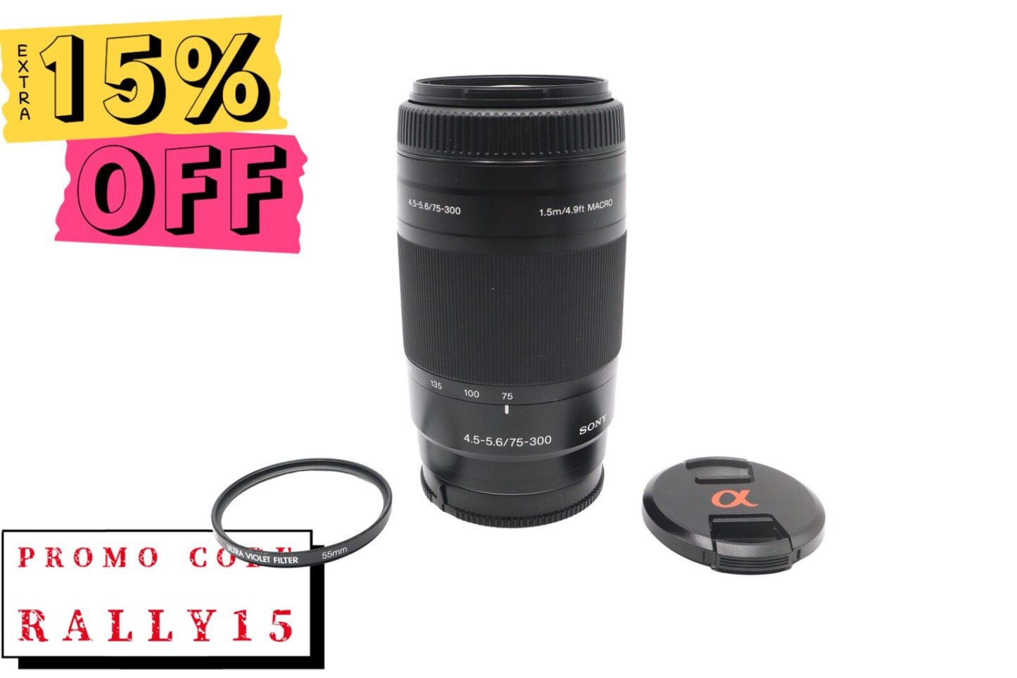 Sony 75-300mm Telephoto Lens F4.5-5.6 for Sony A-Mount, SAL75300, V.G. REFURB.