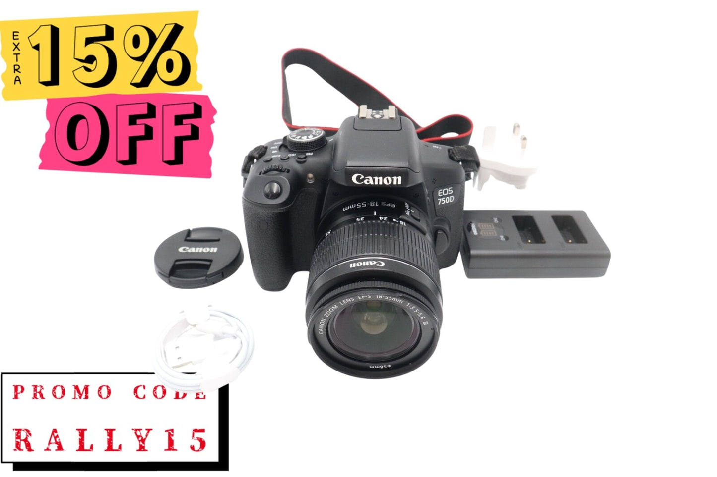 Canon 750D Camera DSLR 24.2MP with 18-55mm, Shutter Count 20393, Good Condition