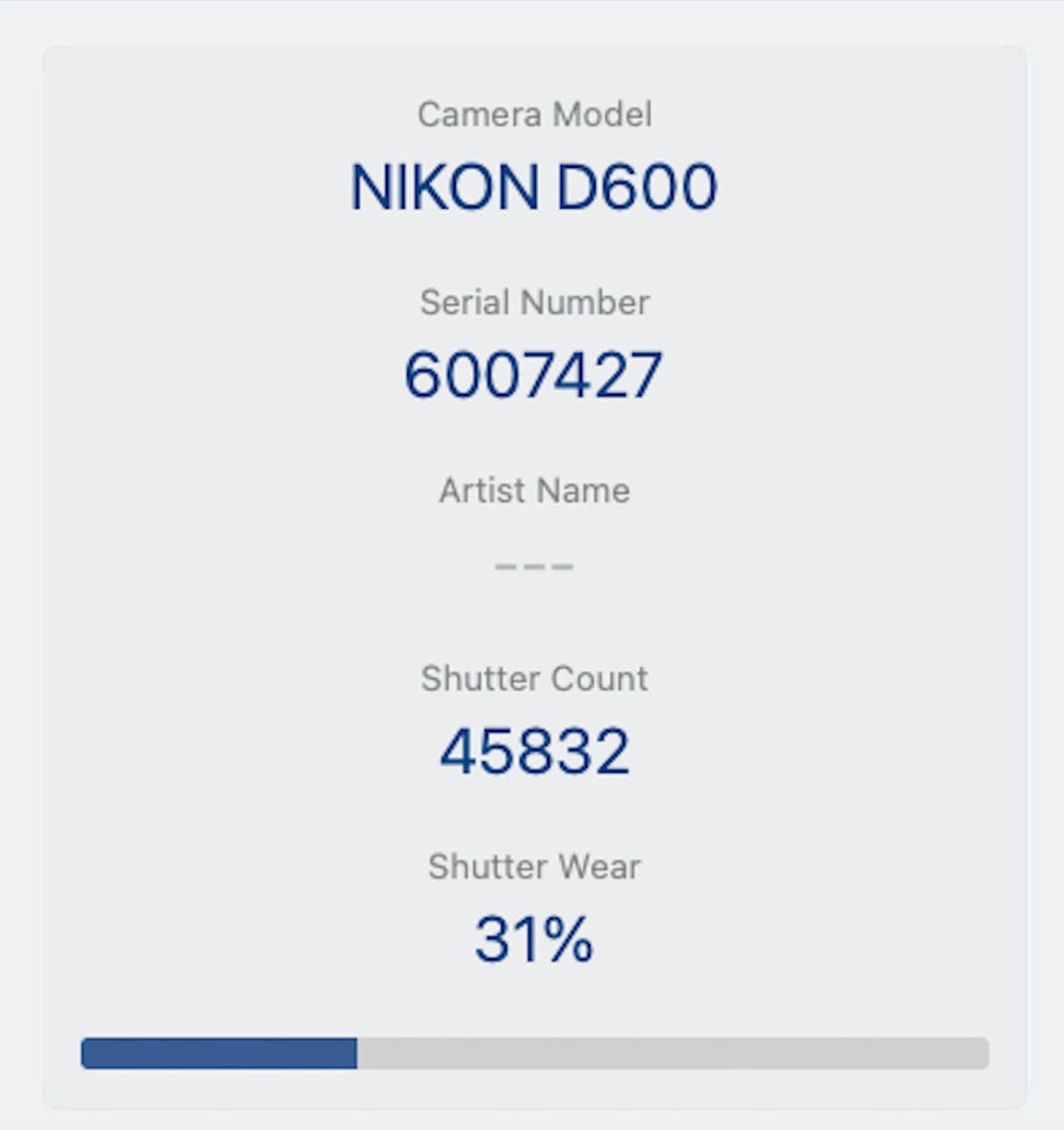 Nikon D600 DSLR Camera 24.3MP Full Frame FX Body Only, Shutter Count 31%