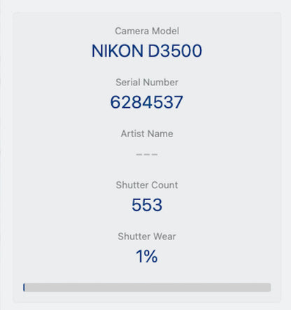 Nikon D3500 DSLR Camera 24.2MP with 18-55mm, Shutter Count 553 V.G. REFURBISHED