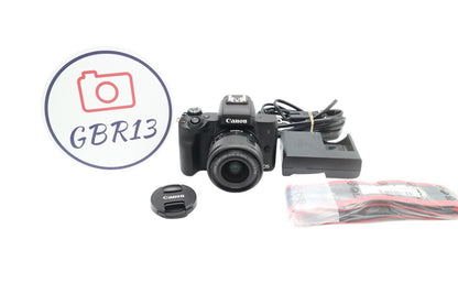 Canon M50 Mark II Camera 24MP with 15-45mm Lens, Under 1000 Shutter Count
