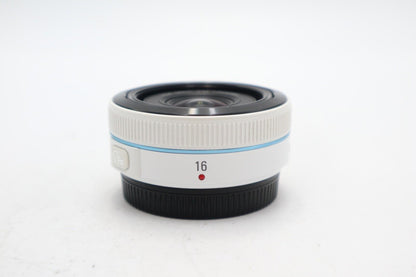 Samsung NX 16mm Lens f/2.4 Very Sharp Prime Wide Angle Pancake Lens, Good Cond.