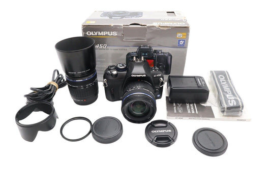 Olympus E-450 DSLR Camera 10.0MP with 14-42mm and 40-150mm Lenses, V. Good Cond.
