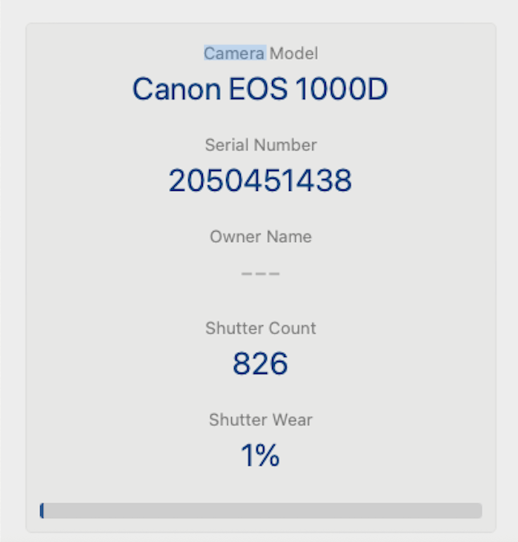 Canon EOS 1000D Camera DSLR 10.1MP with 18-55mm, Shutter Count 826, V.Good Cond.