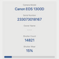 Canon EOS 1300D DSLR Camera 18.0MP with 18-55mm, Shutter Count 14821, V.G. Cond.