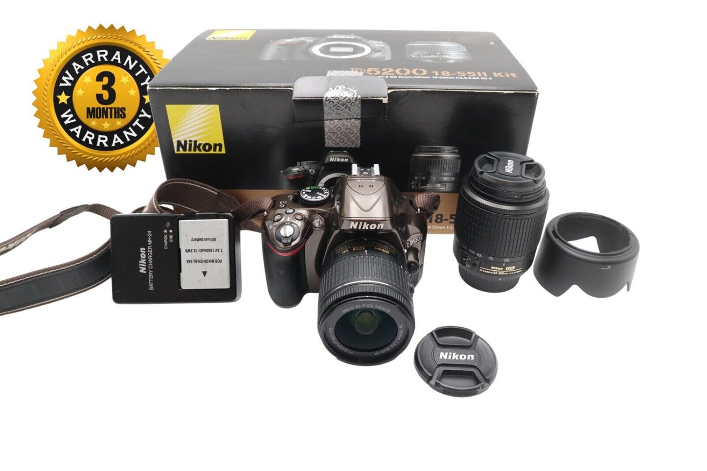 Nikon D5200 DSLR Camera 24.1MP with 18-55mm and 55-200mm Lenses, Shutter C 11166