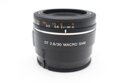 Sony 30mm Macro Lens f/2.8 SAM, Fixed, Very Sharp, Very Good REFURBISHED