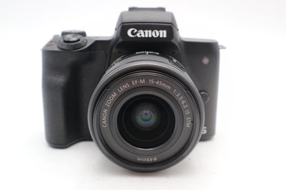 Canon M50 Mark II Camera 24MP with 15-45mm Lens, Under 1000 Shutter Count