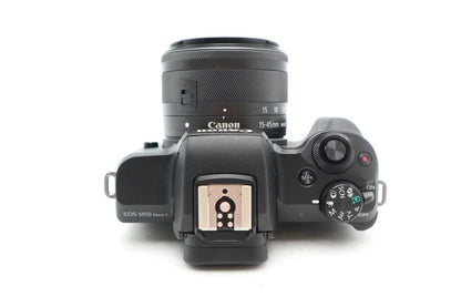 Canon M50 Mark II Camera 24MP with 15-45mm Lens, Under 1000 Shutter Count