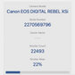 Canon 450D DSLR Camera 12.2MP with 18-55mm, Shutter Count 22493, Good Condition