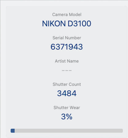 Nikon D3100 DSLR Camera 14.2MP with 18-55mm, Shutter Count 3484, G. REFURBISHED