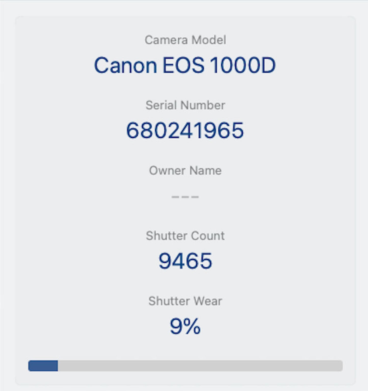 Canon EOS 1000D Camera DSLR 10.1MP with 18-55mm, Shutter Count 9465, Good Cond.