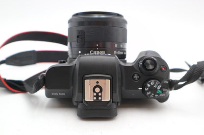 Canon M50 24MP Camera kit with 15-45mm STM Lens 4000 Shutter C, Good REFURBISHED