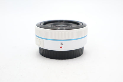 Samsung NX 16mm Lens f/2.4 Very Sharp Prime Wide Angle Pancake Lens, Good Cond.